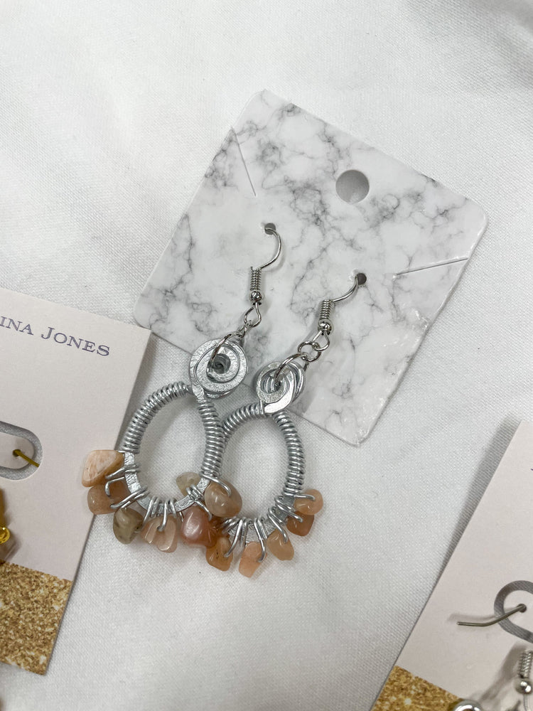 Sunstone Mini Oval Earrings- Silver