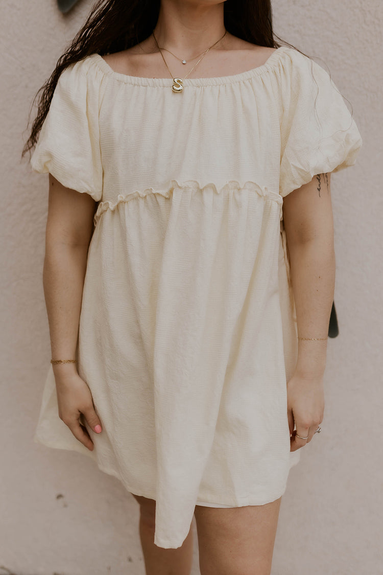 Textured Mini Dress- Cream