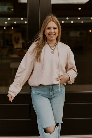 Blush Scuba Drawstring Sweatshirt