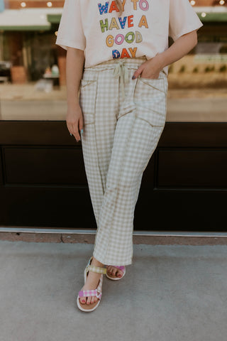 Check Mate Brushed Knit Pants- Lime