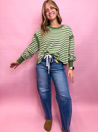 Backstory Striped Top- Green