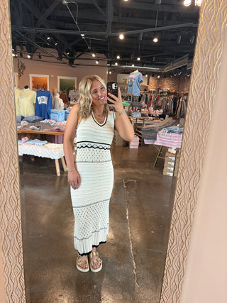 Crochet Knit Dress- Ivory
