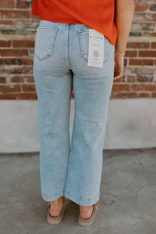 Marley High Rise Crop Wide Jeans- Risen