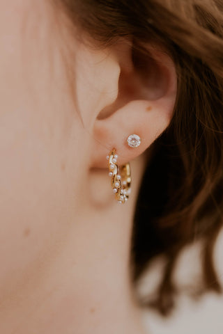 Ellie Gold Pearl Hoop Earrings- Beljoy