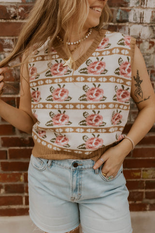 Vintage Rose Sweater Vest