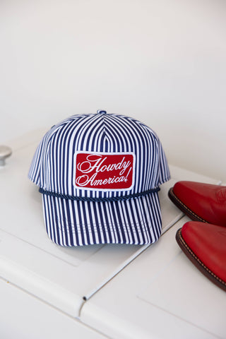 Howdy America Blue Striped Patch Hat