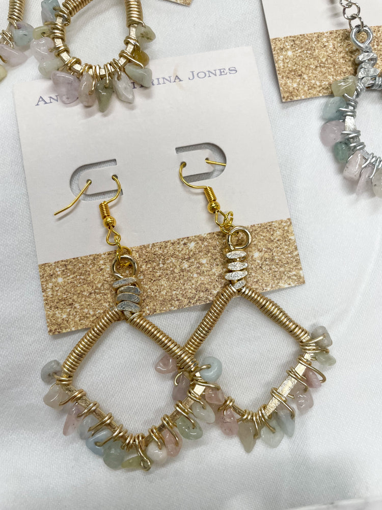 Morganite Diamond Wrapped Hoop Earrings- Gold