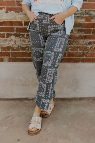 Navy Bandana Barrel Leg Jeans