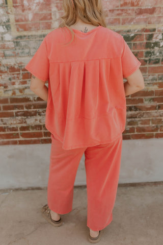 Short Sleeve Mineral Wash Set- Red