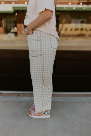 Check Mate Brushed Knit Pants- Lime