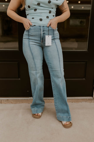 Happi High Rise Flare Jeans- Hidden