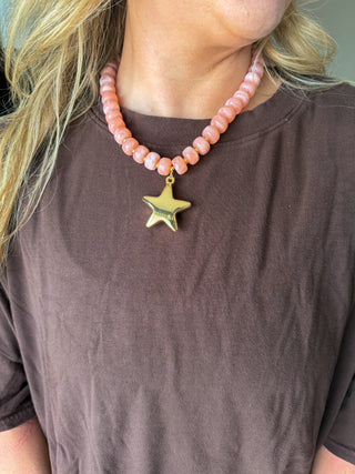 Beaded Star Necklace- Blush