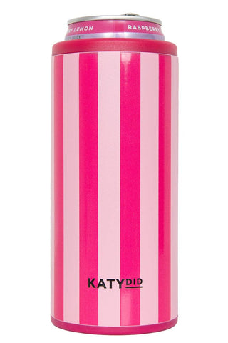Pink and Hot Pink Striped Slim Can Cooler