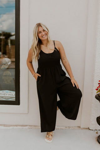 Wide Leg Sleeveless Jumper- Black