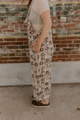 Vintage Floral Wide Leg Overalls