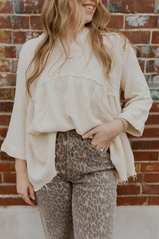 3/4 Sleeve Cotton Gauze Top