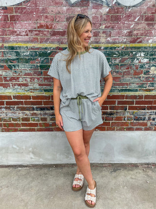 Sunbeam Striped Set- Heather Grey