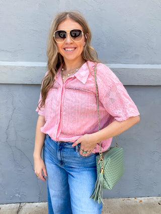 Pretty In Pink Eyelet Lace Top