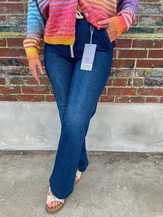 Monroe Pinstripe Jeans- Risen