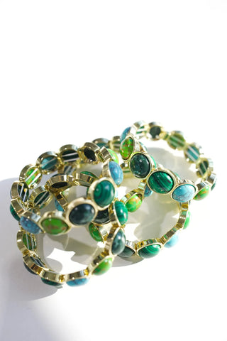 Britt Bold Gemstone Bracelet- Green Mix