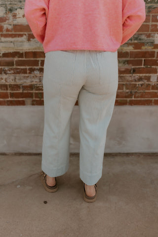 New Wave Striped Pants- Light Blue