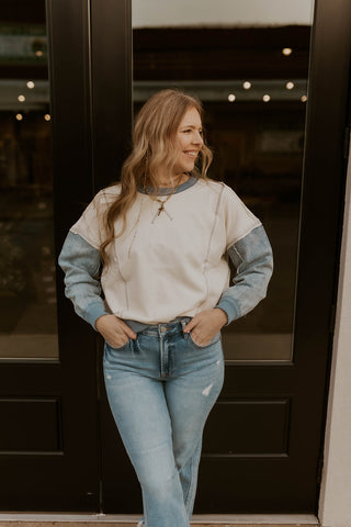 Mix It Up Denim Sleeve Top