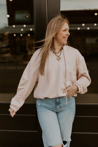 Blush Scuba Drawstring Sweatshirt