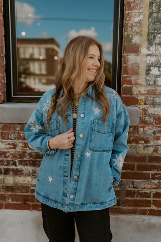 Star Embroidered Denim Jacket