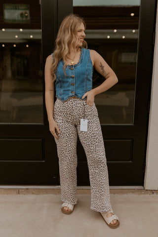 Logan Leopard Dad Jeans- Hidden