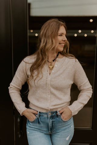 Cream Button Down Cardigan