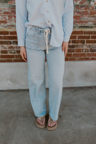 Jodi High Rise Tie Waist Jeans- Risen