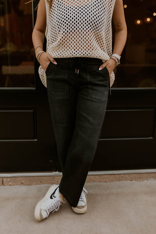 Black Breckin Pull On Jeans- Risen
