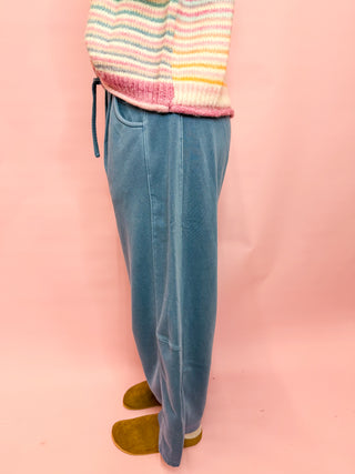 Comfy Cut Barrel Sweats- Blue