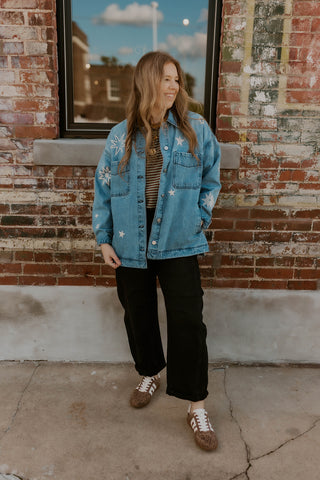 Star Embroidered Denim Jacket