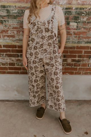 Vintage Floral Wide Leg Overalls