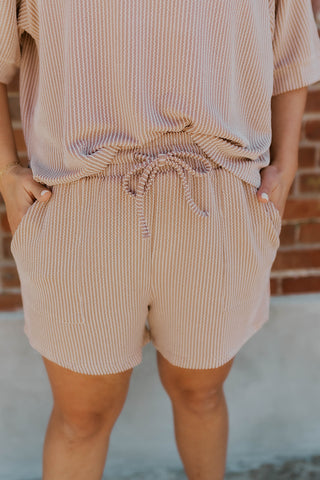 Better Off Ribbed Shorts- Taupe