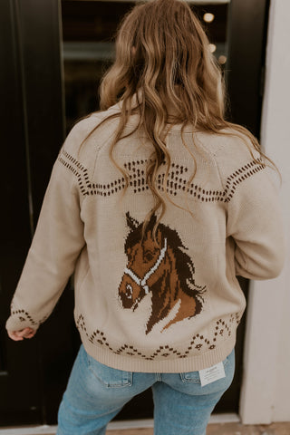 Horse Jacquard Shawl Cardigan