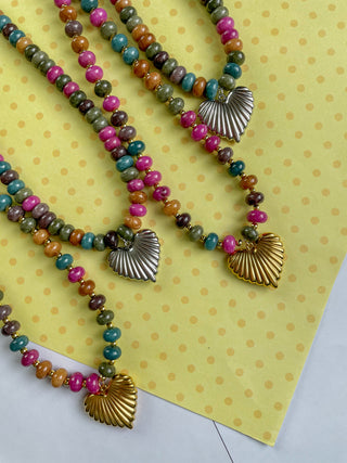 Stella Beaded Necklace- Silver