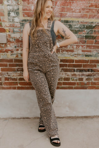 Leopard Baggy Cargo Overalls- Hidden