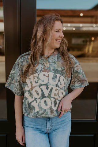 Jesus Loves You Camo Graphic Tee