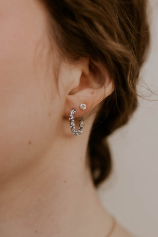 Ellie Silver Pearl Hoop Earrings- Beljoy