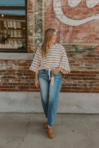 Here For It Henley Top- Ivory