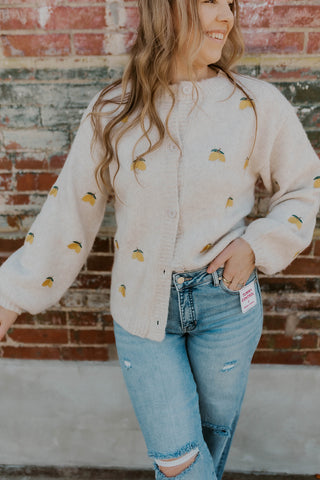 Lemon Embroidered Cardigan