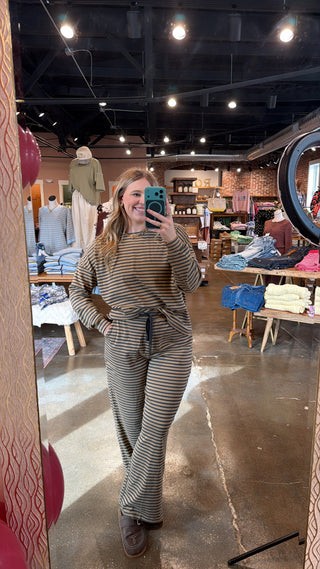 Daily Dose Striped Set- Moss
