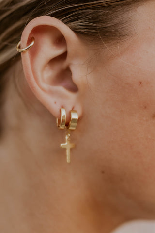 18K Gold Plated Cross Earrings