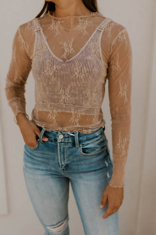 Layer With Me Lace Top- Nude