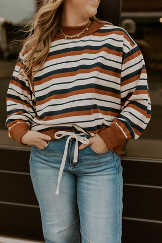 Weekend Worthy Striped Mock Neck Pullover