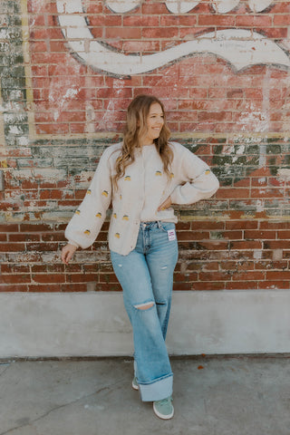 Lemon Embroidered Cardigan