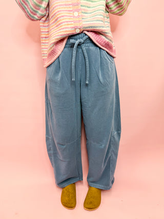 Comfy Cut Barrel Sweats- Blue