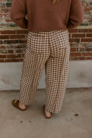 Check Mate Brushed Knit Pants- Mocha